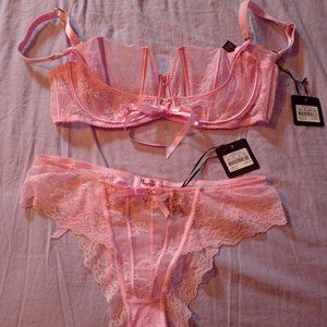 NWT Honey Birdette Rebecca Sweet Pink Set 38E/XL